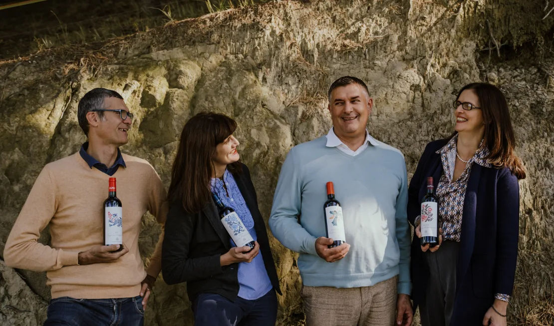 Die vier Geschwister Francesco, Maria Rosa, Giampaolo und Enrica von Villa Papiano.